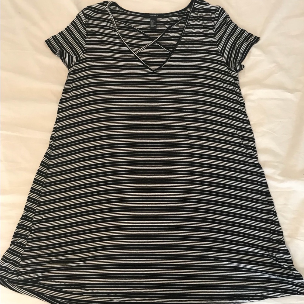 Black & White Striped Forever 21 Tunic